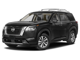 grey 2022 nissan pathfinder side angle front view